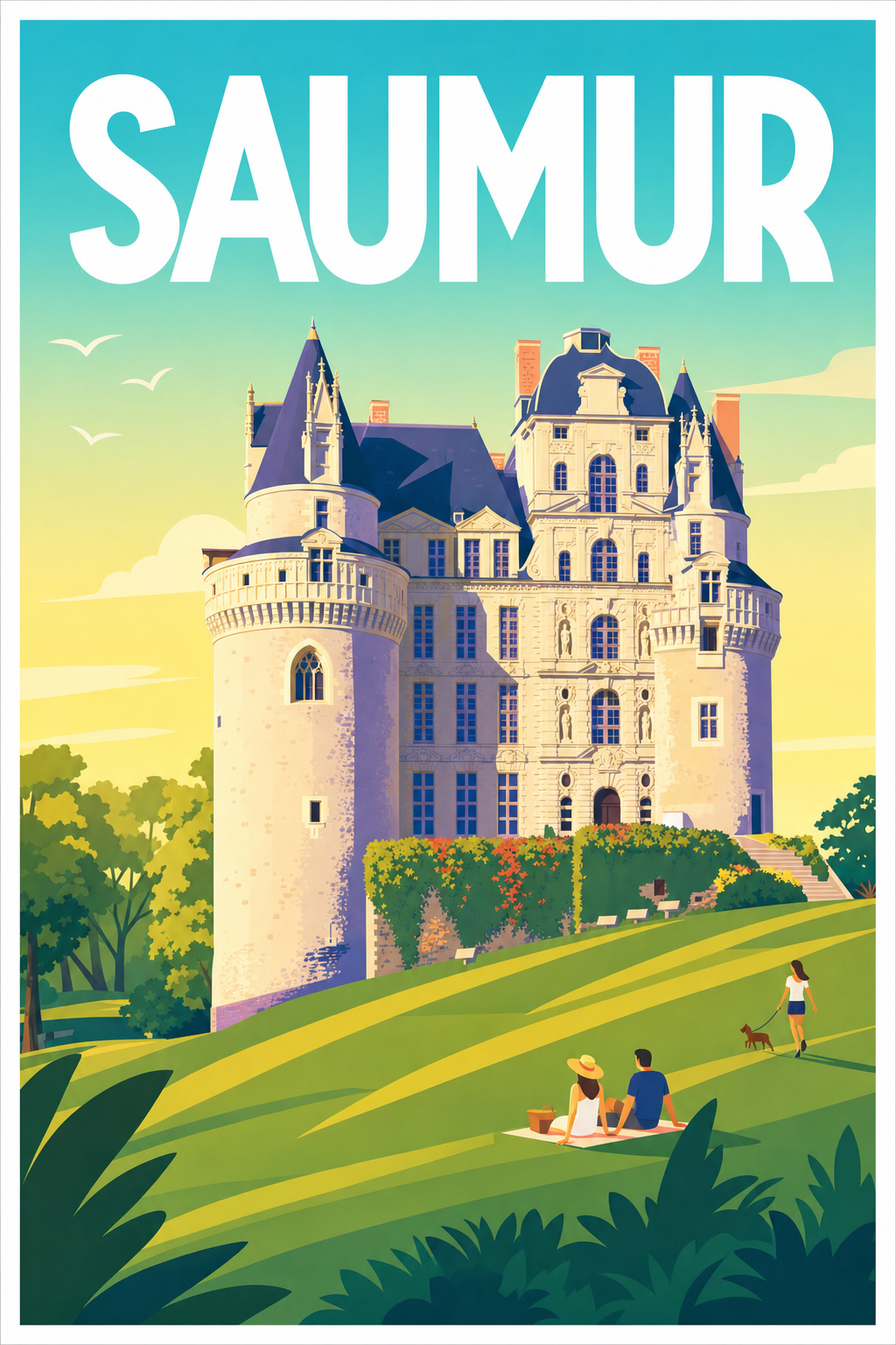Affiche de Saumur, poster château de la Loire