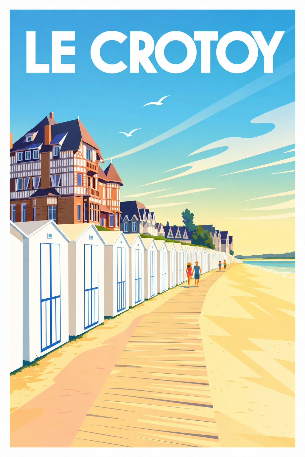 Affiche du Crotoy, poster cabines de plage