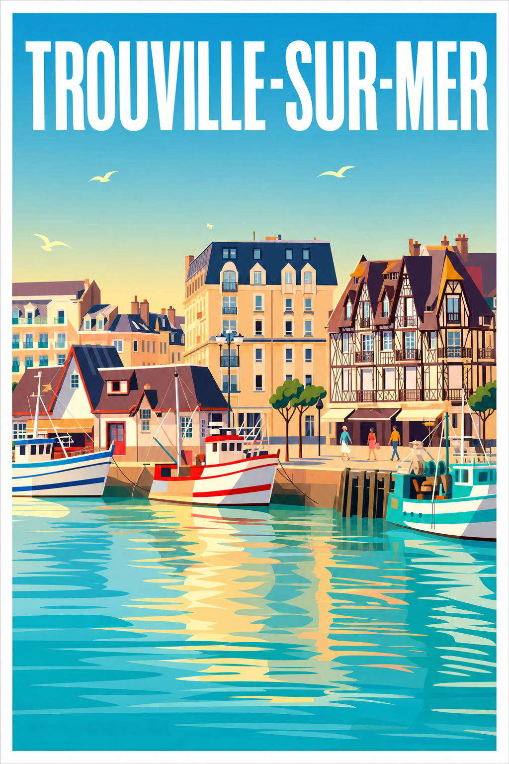 Affiche de Trouville-sur-Mer, poster à colombages