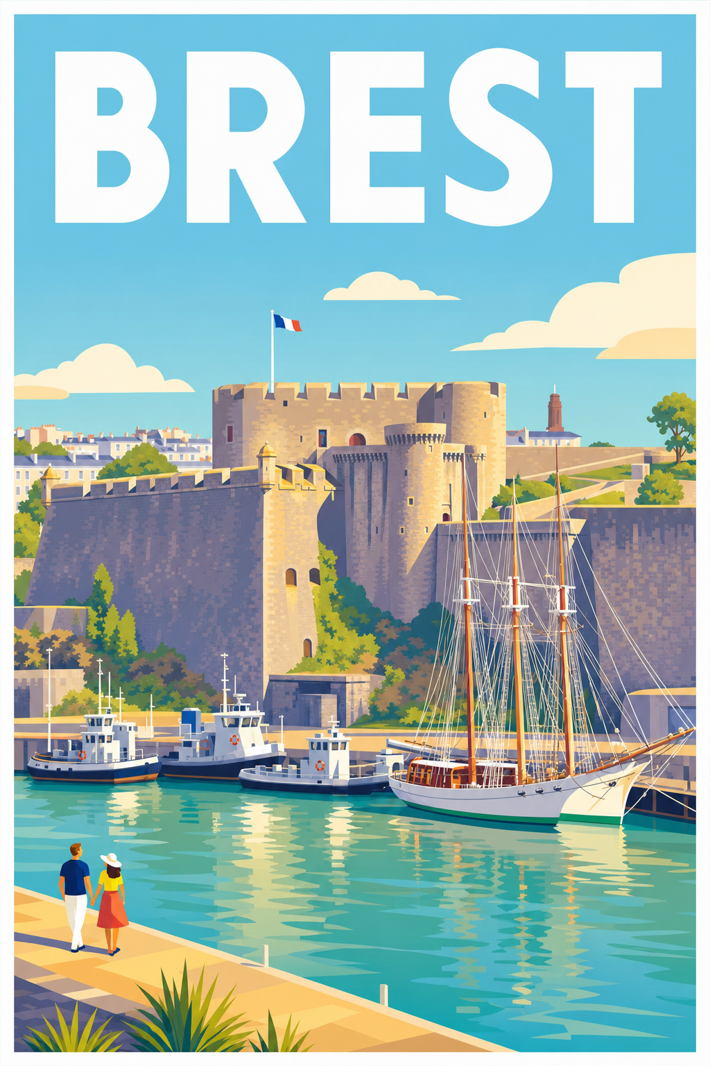 Affiche de Brest, poster du château médiéval