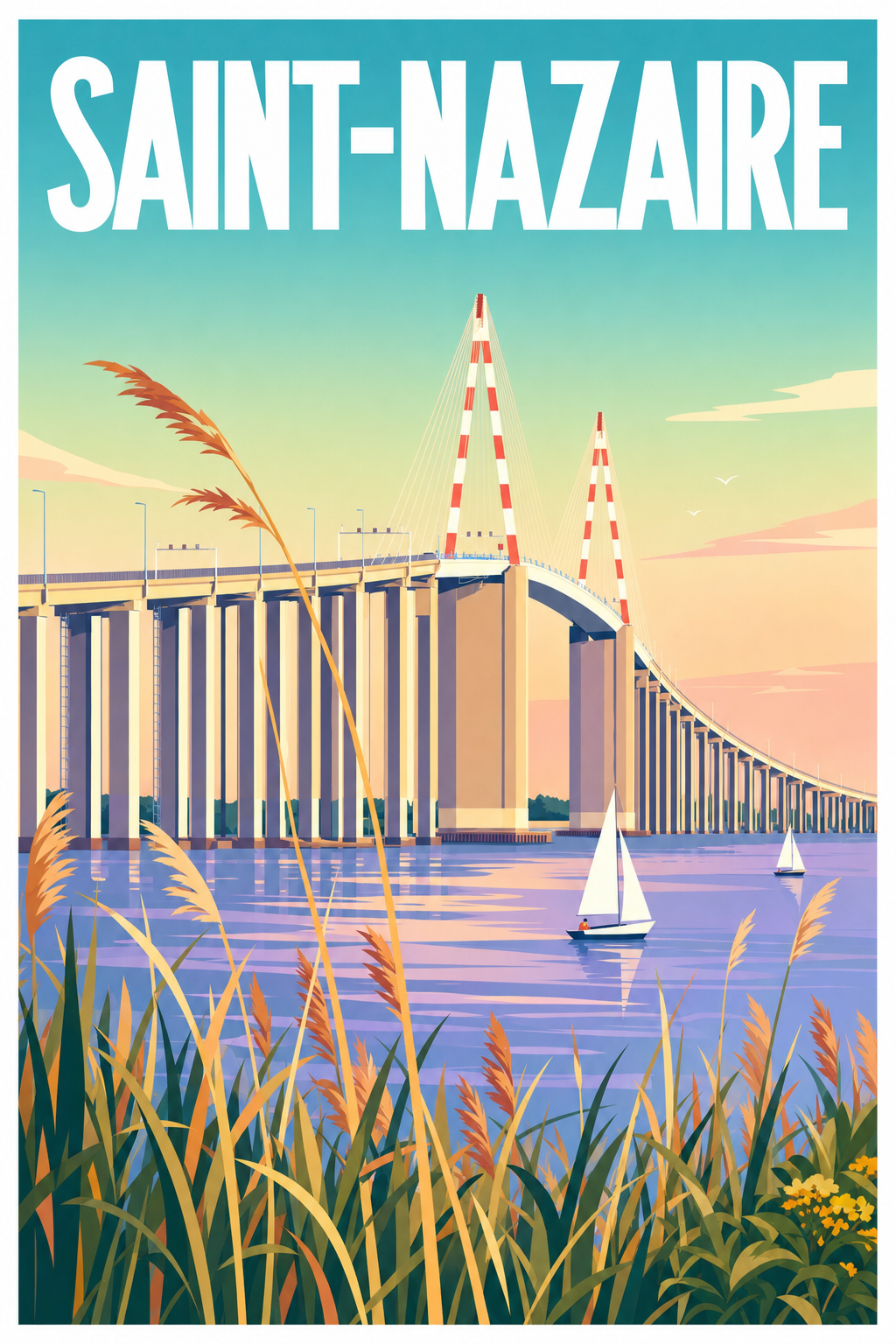 Affiche de Saint-Nazaire, poster pont haubané