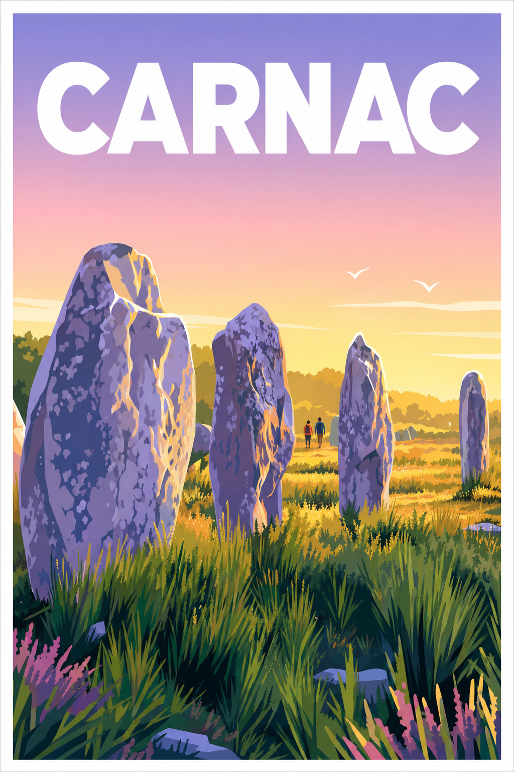 Affiche de Carnac, poster alignements de menhirs
