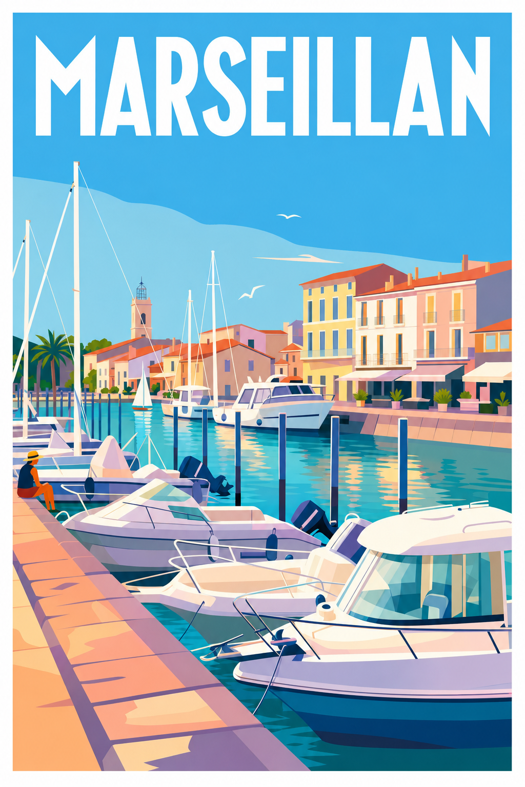 Affiche de Marseillan, poster port de plaisance