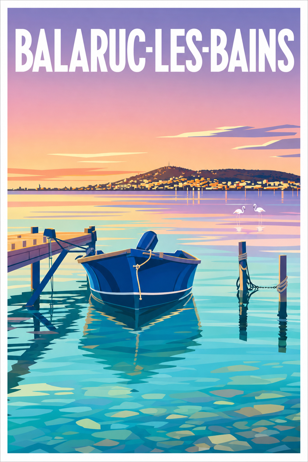 Affiche de Balaruc-les-Bains, poster barque bleue