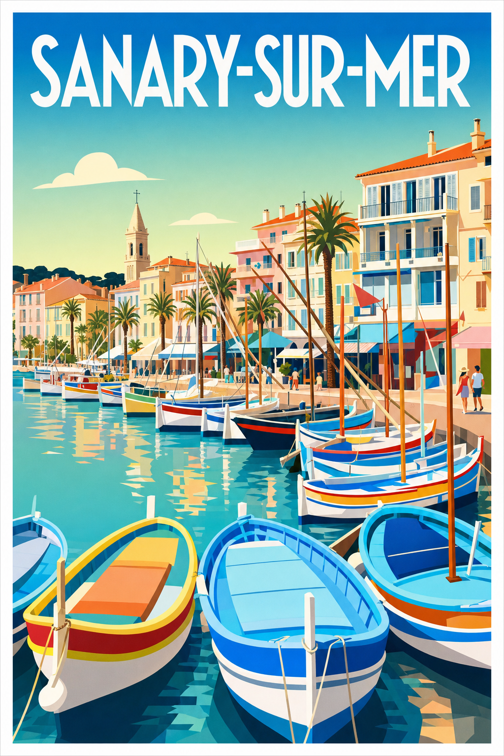 Affiche de Sanary-sur-Mer, poster pointus du port