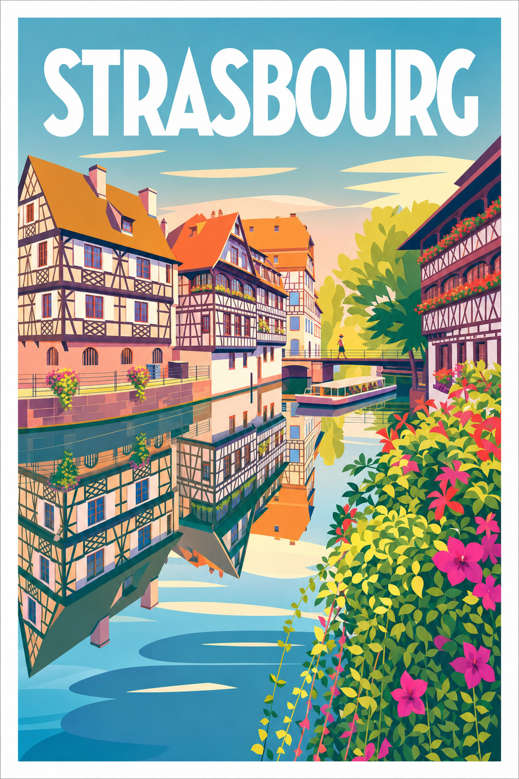 Affiche de Strasbourg, poster maisons à colombages