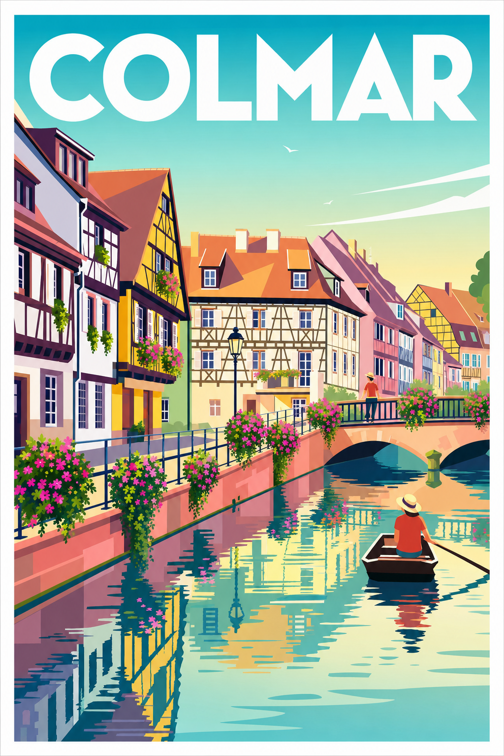 Poster de Colmar, maisons à colombages