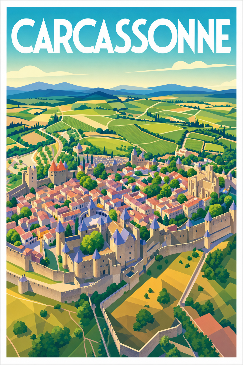 Affiche de Carcassonne, poster cité médiévale
