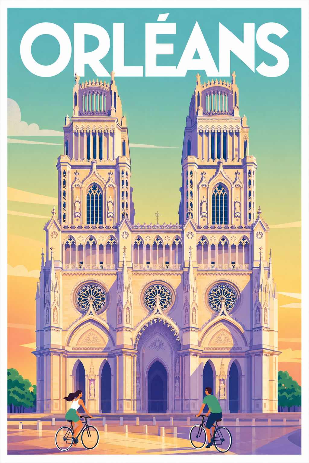 Affiche d'Orléans, poster Cathédrale Sainte-Croix