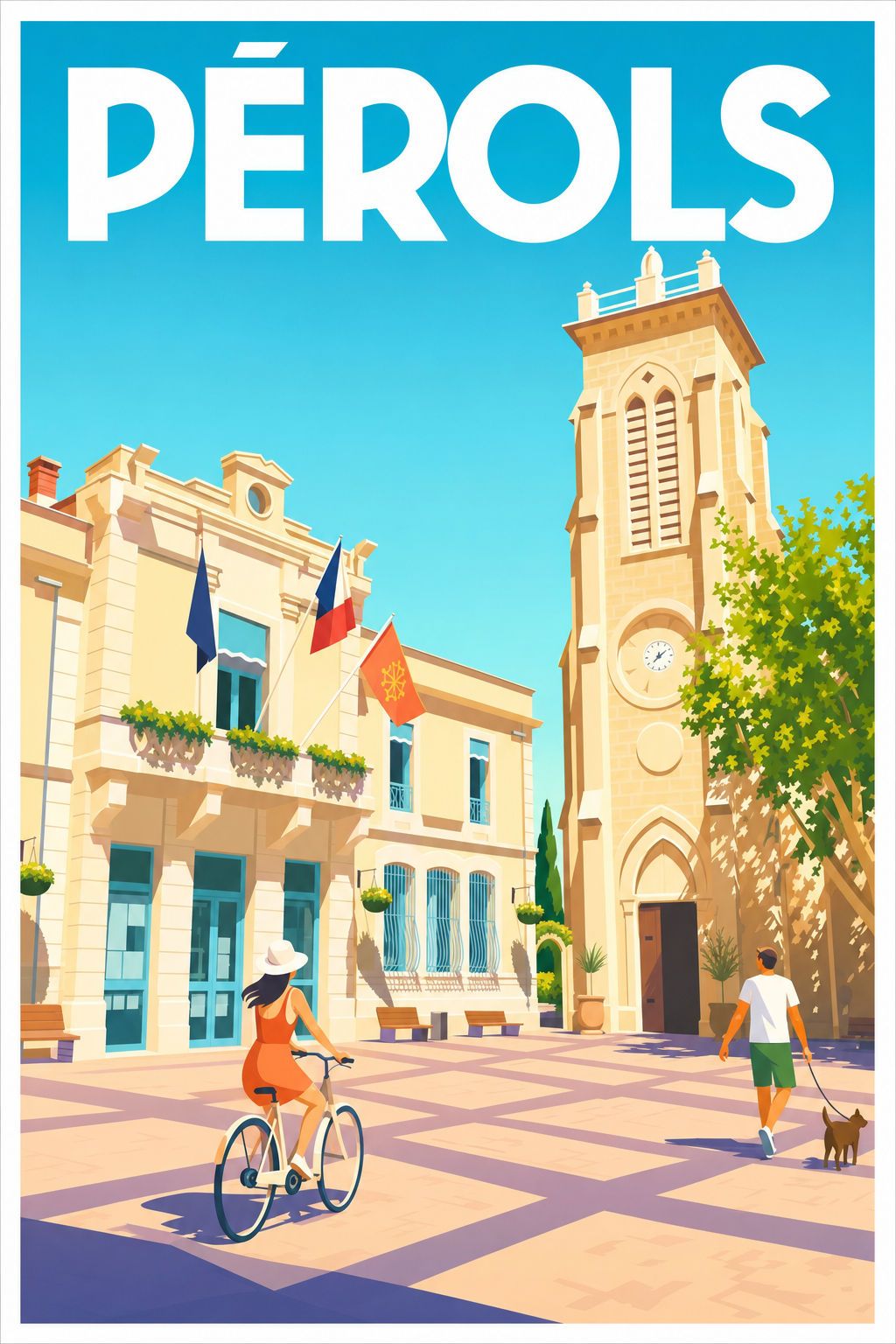 Affiche de Pérols, poster église Saint Sixte