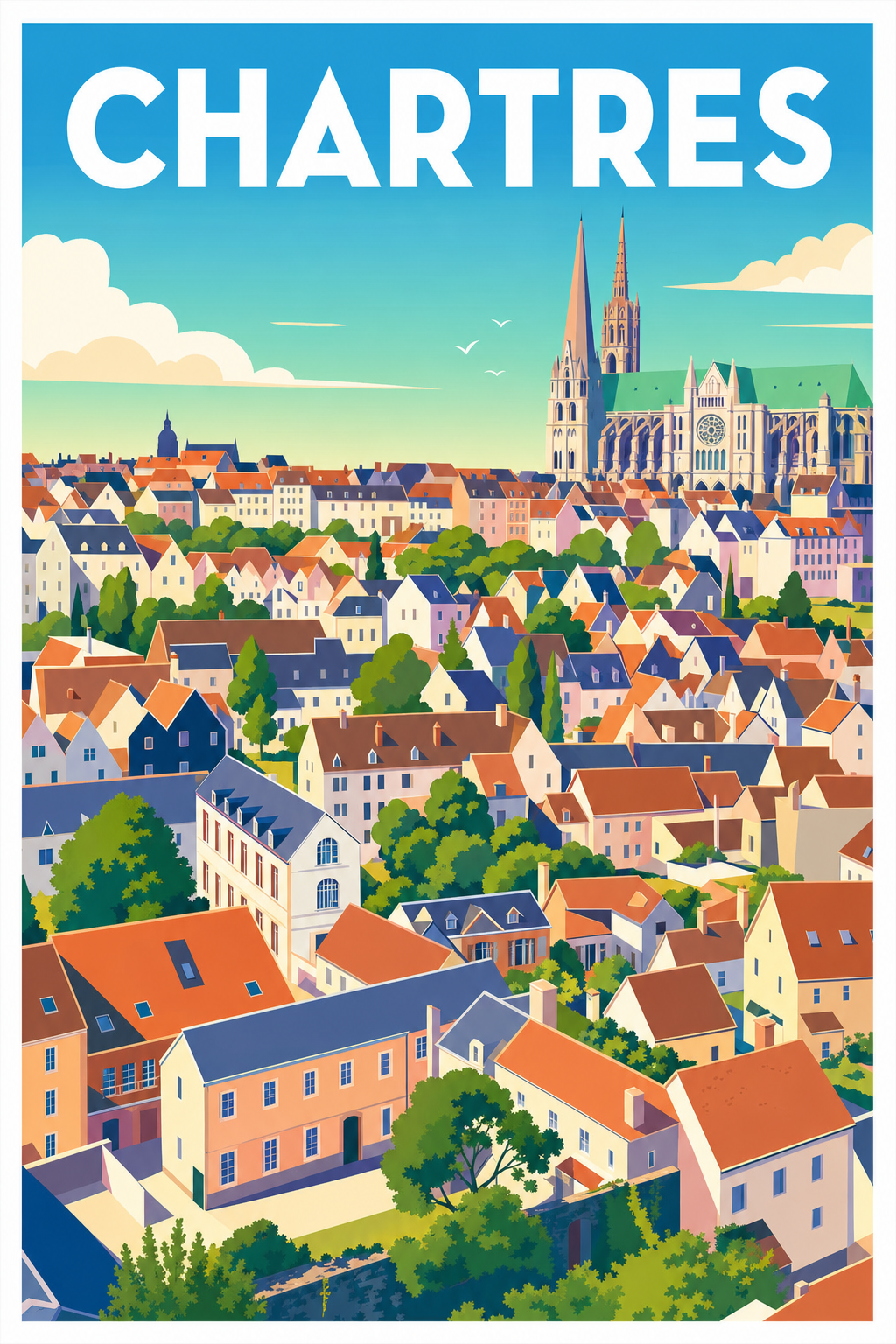 Affiche de Chartres, poster cathédrale