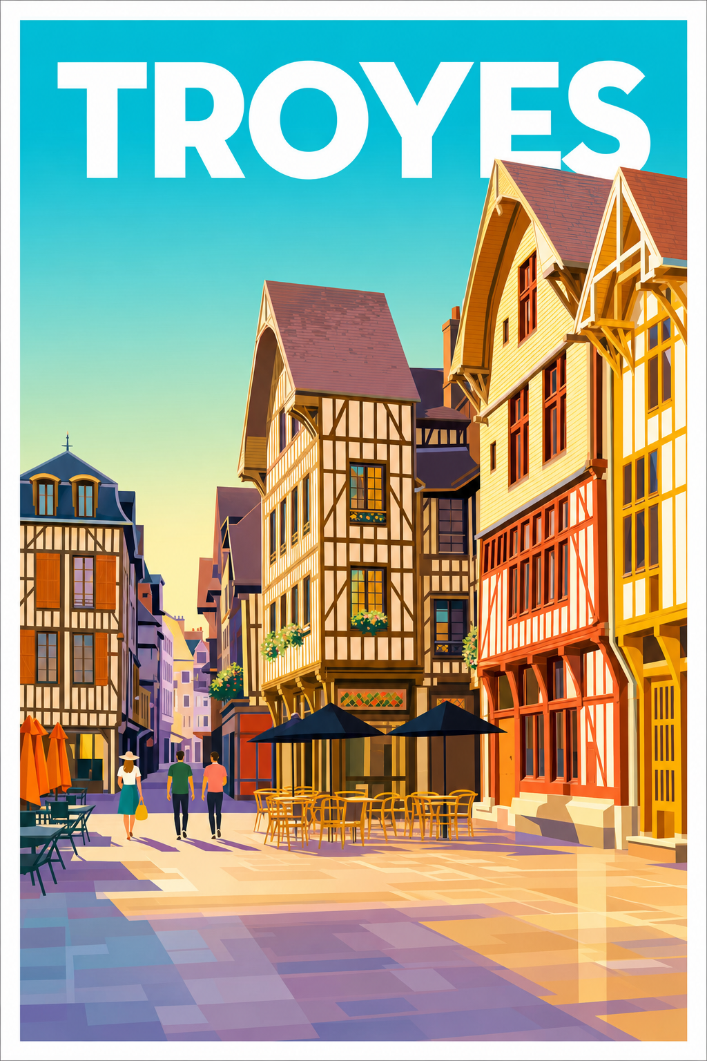 Affiche de Troyes, poster ville médiévale