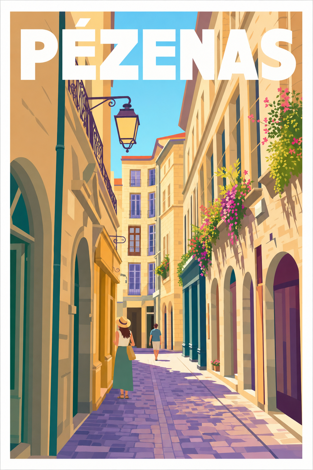 Affiche de Pézenas, ruelle fleurie