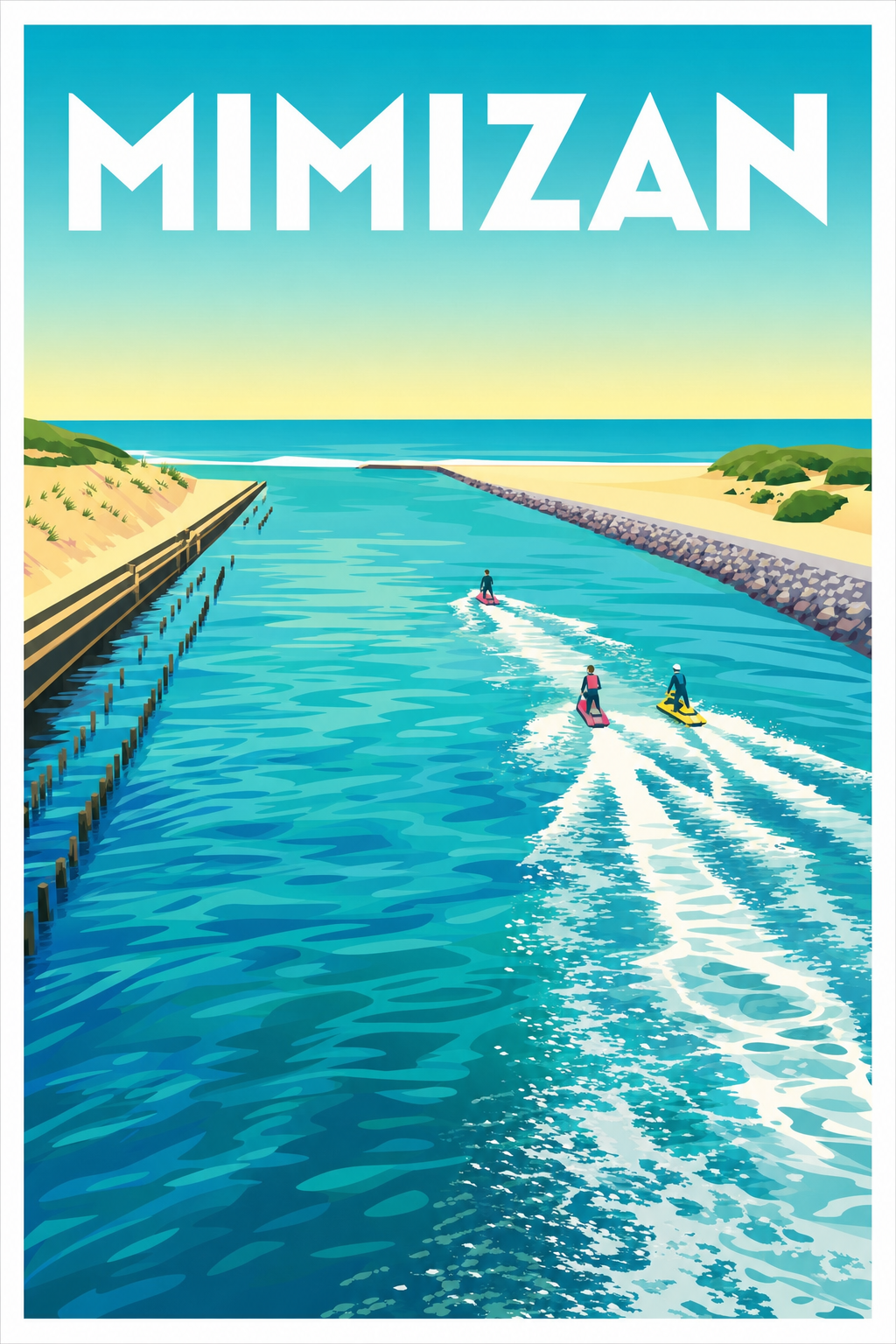 Affiche de Mimizan, poster courant landais
