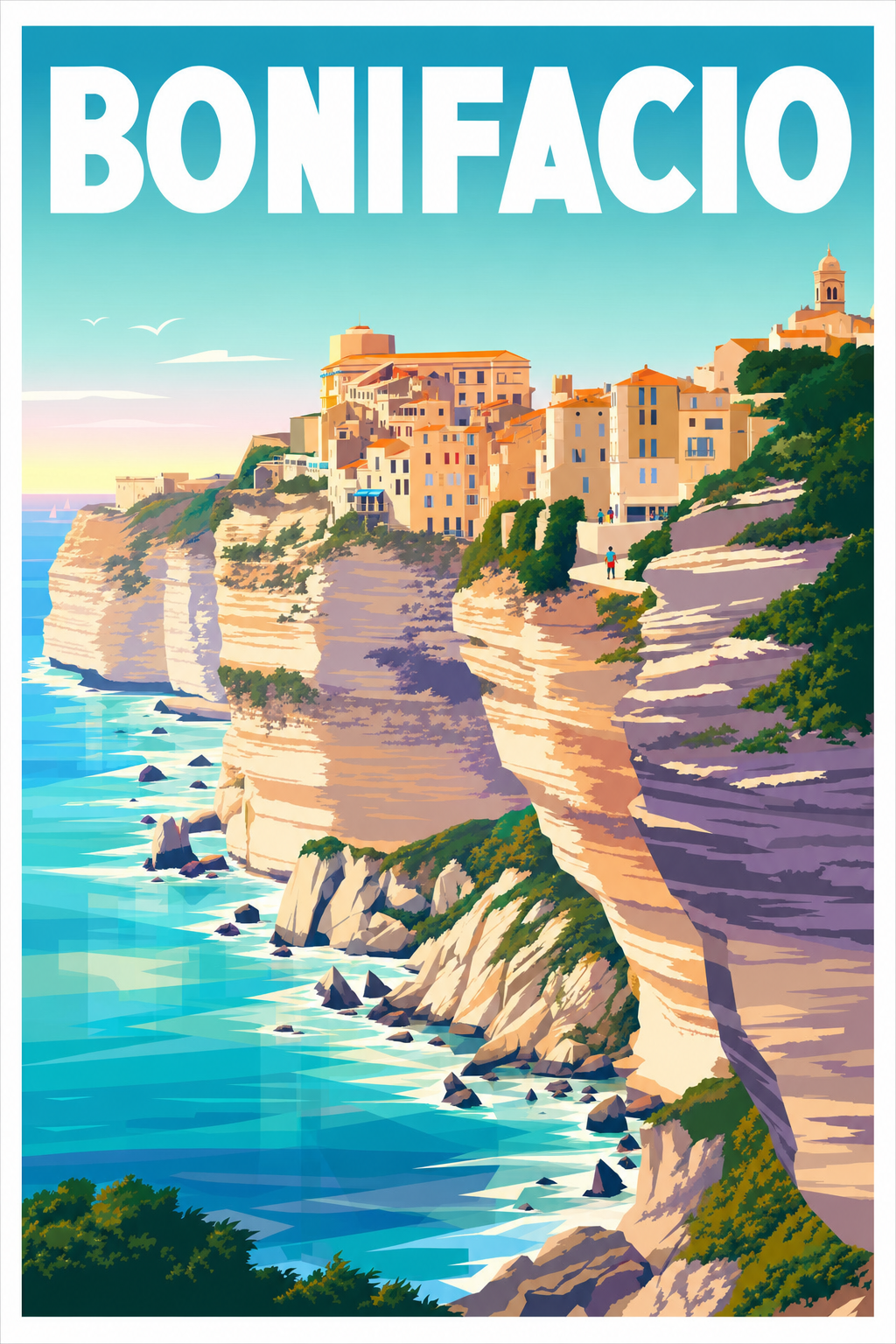 Affiche de Bonifacio, poster falaises de calcaire