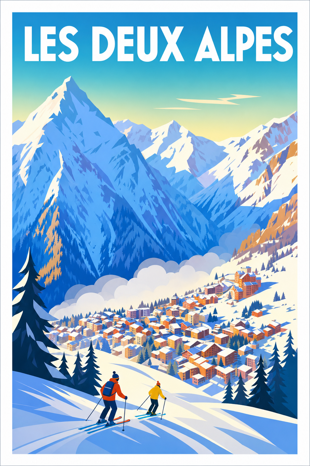 Affiche des Deux Alpes, poster station de ski