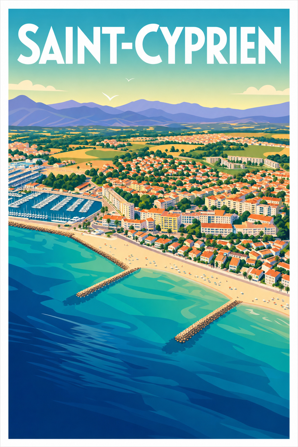 Affiche Saint-Cyprien, poster vue du port