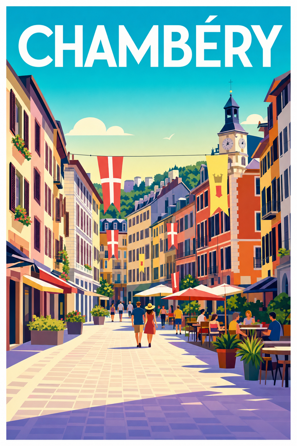 Affiche de Chambéry, poster vieux centre