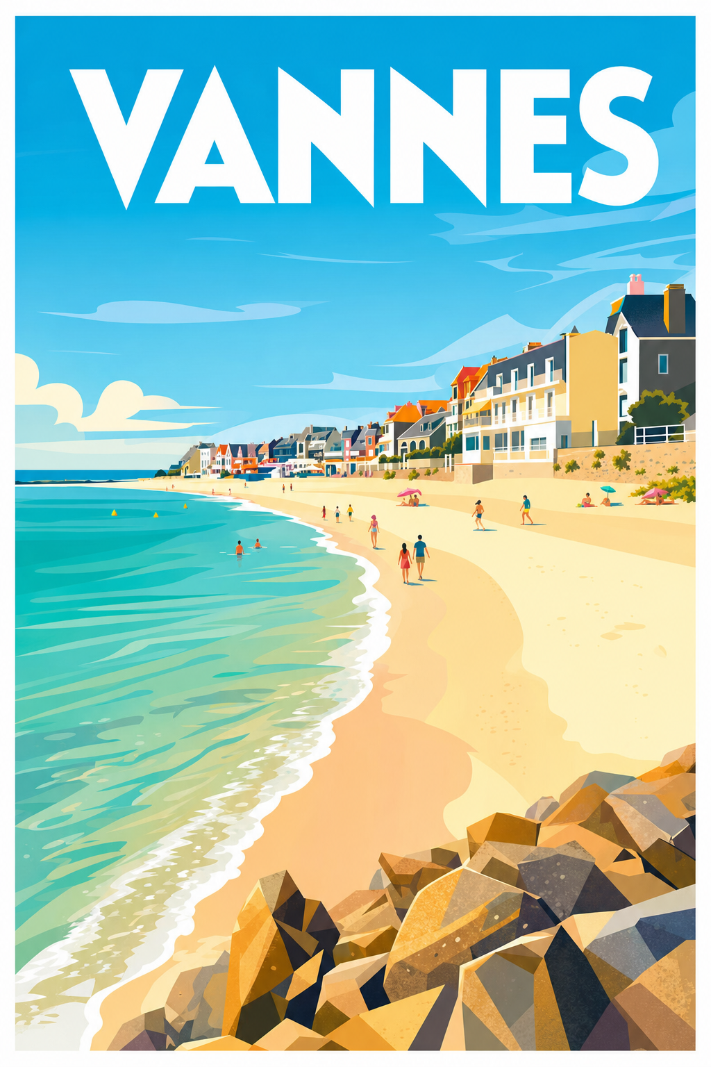 Affiche de Vannes, poster plage de Conleau
