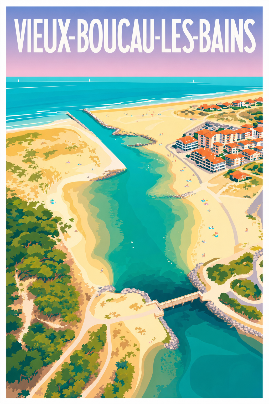 Affiche de Vieux-Boucau-les-Bains, poster Landes