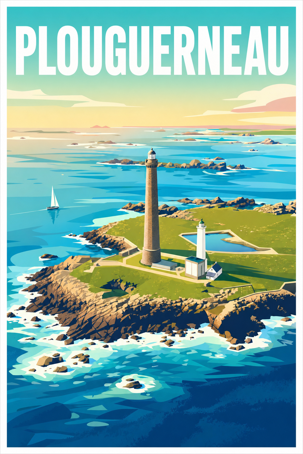 Affiche de Plouguerneau, poster phare de l'Île Vierge