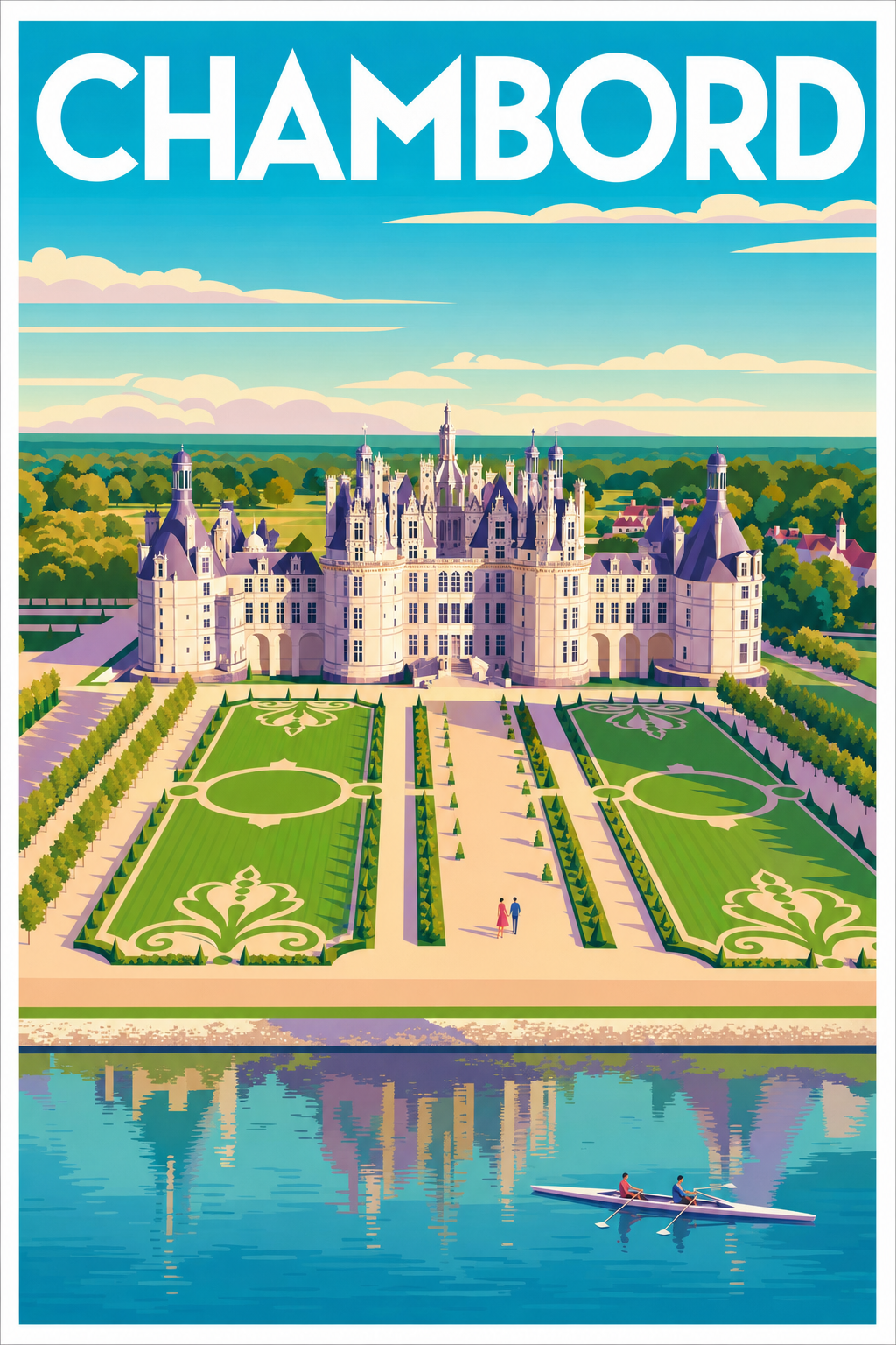 Affiche de Chambord, poster du château et ses jardins