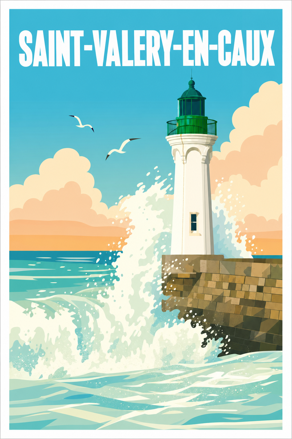 Affiche de Saint-Valery-en-Caux, poster phare normand