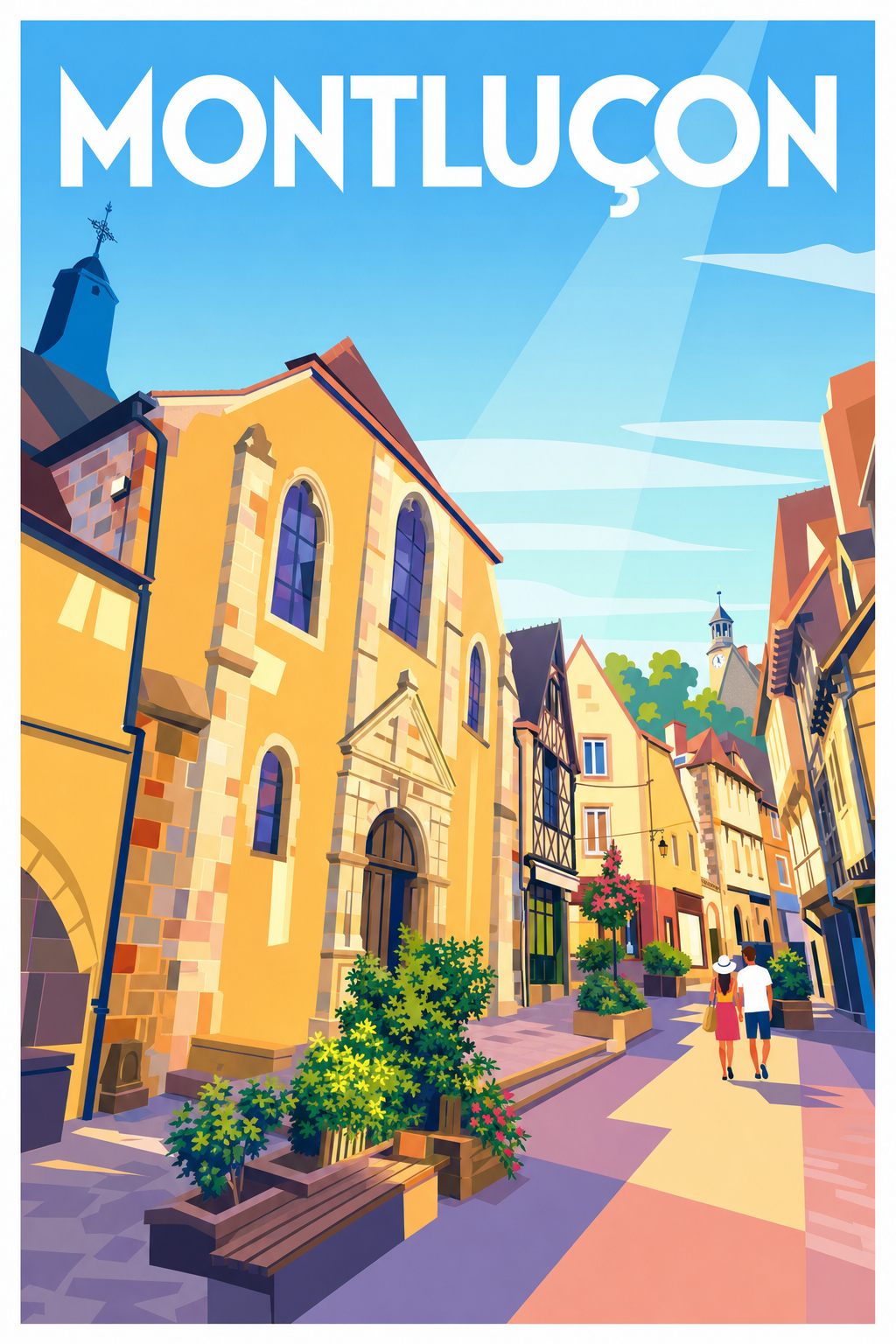 Affiche de Montluçon, poster quartier historique