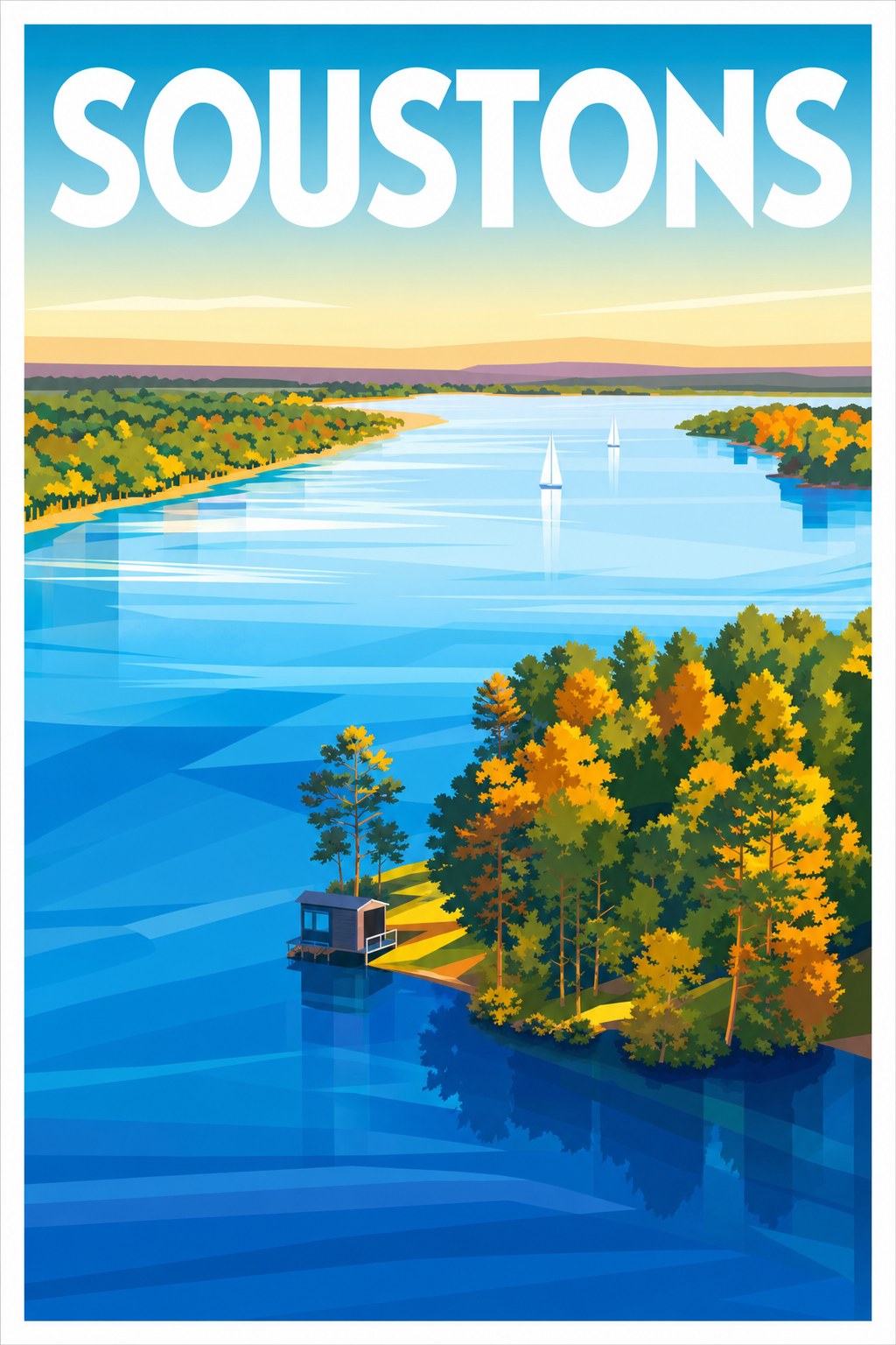 Affiche de Soustons, poster du lac landais