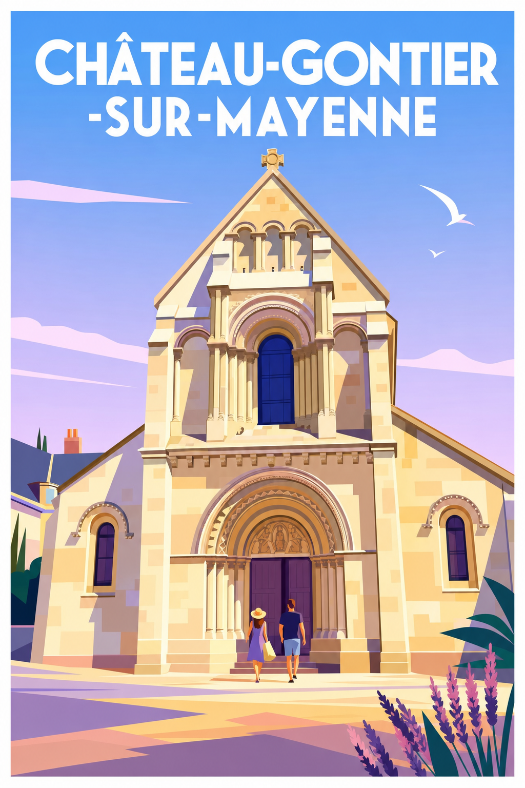 Affiche de Château-Gontier, poster église romane