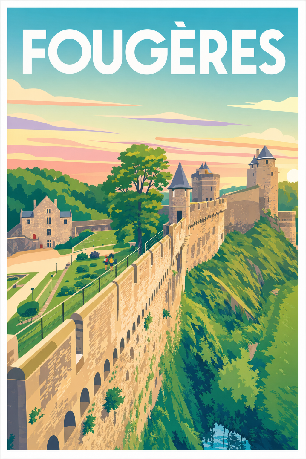 Affiche de Fougères, poster remparts de Bretagne
