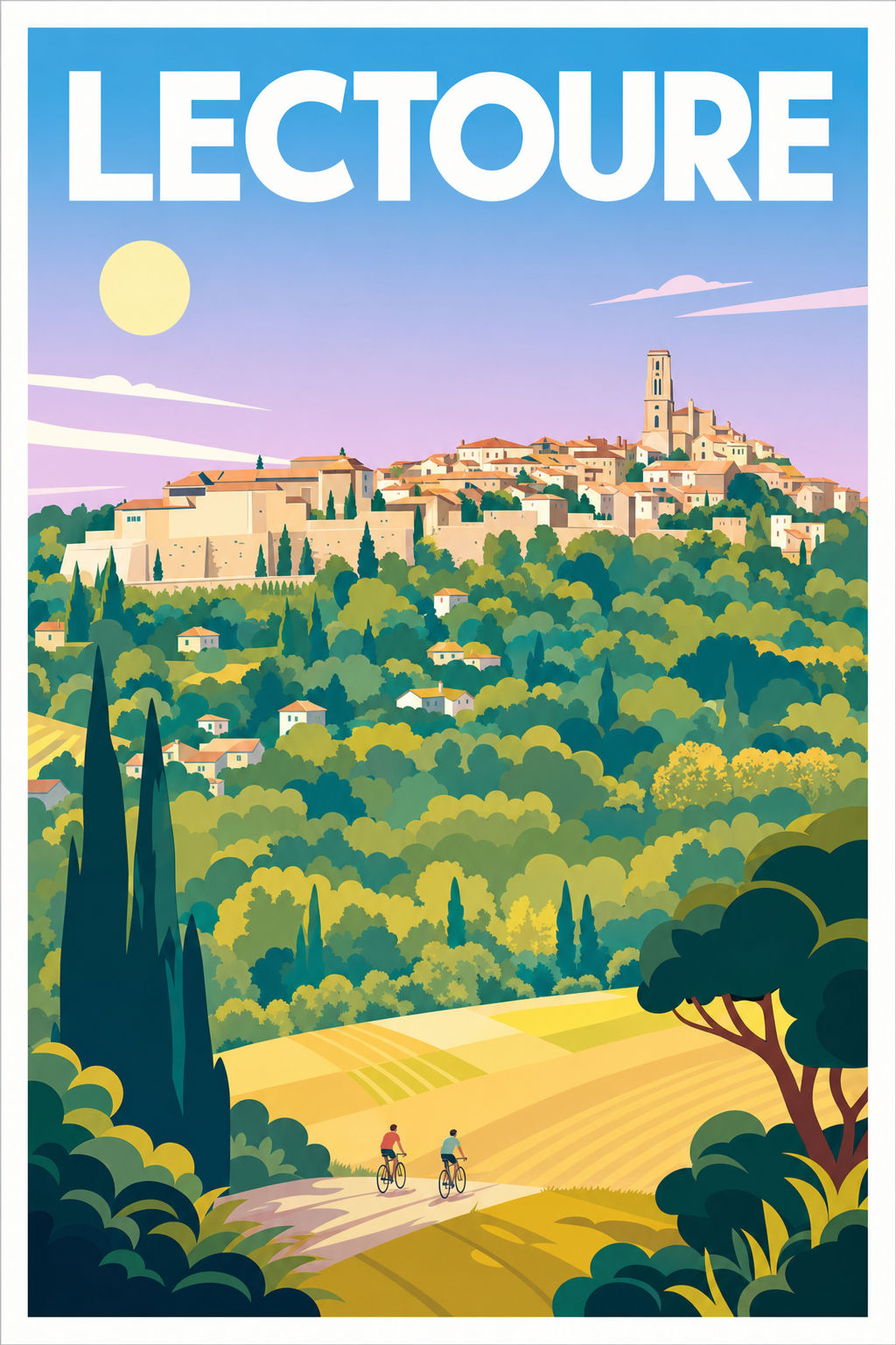 Affiche de Lectoure, poster village perché