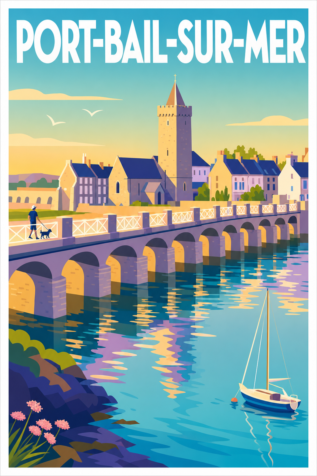 Affiche de Port-Bail-sur-Mer, poster pont aux treize arches
