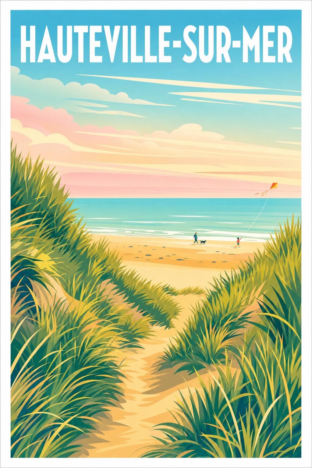 Affiche d'Hauteville-sur-Mer, les dunes de sable