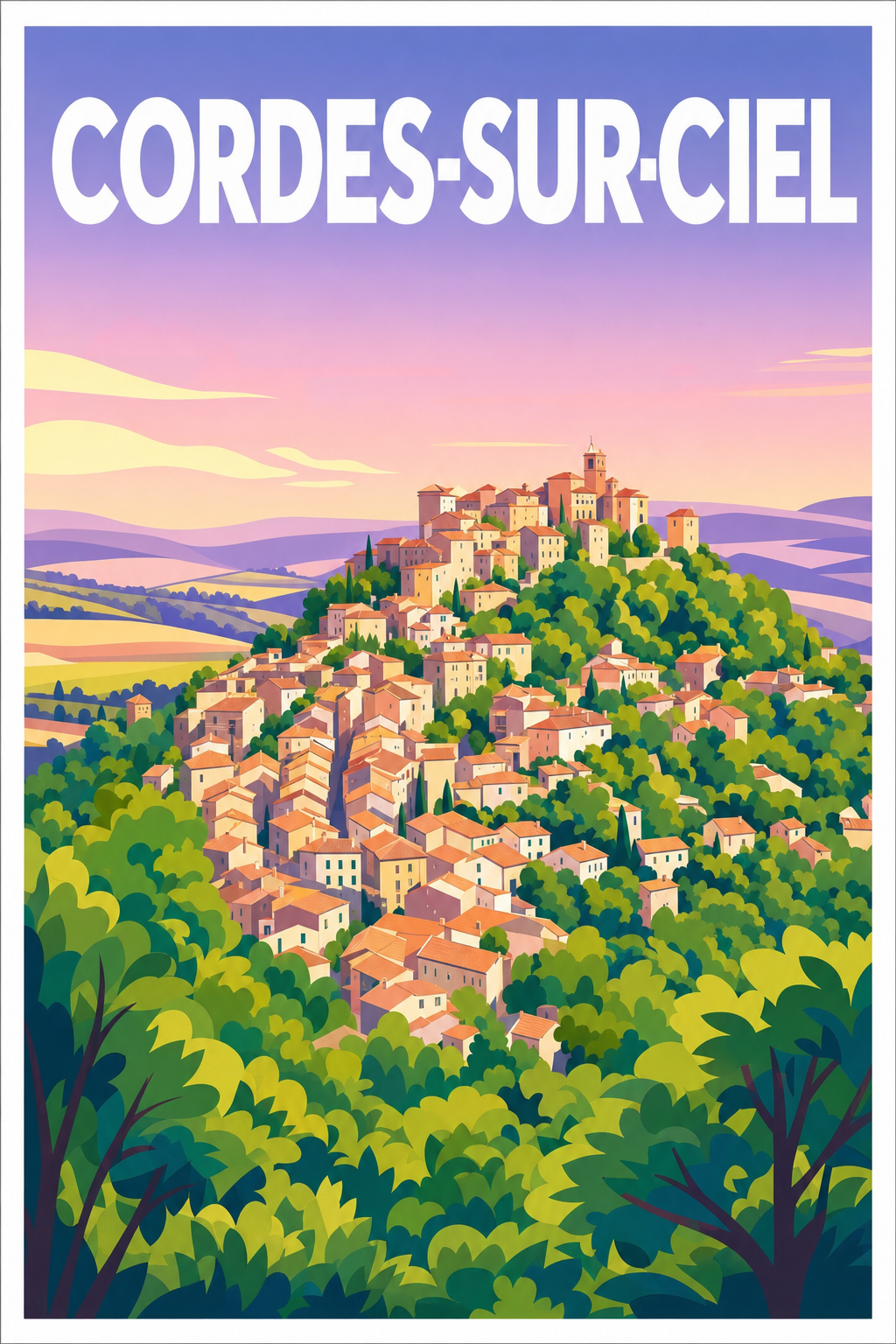 Affiche de Cordes-sur-Ciel, poster village du Tarn