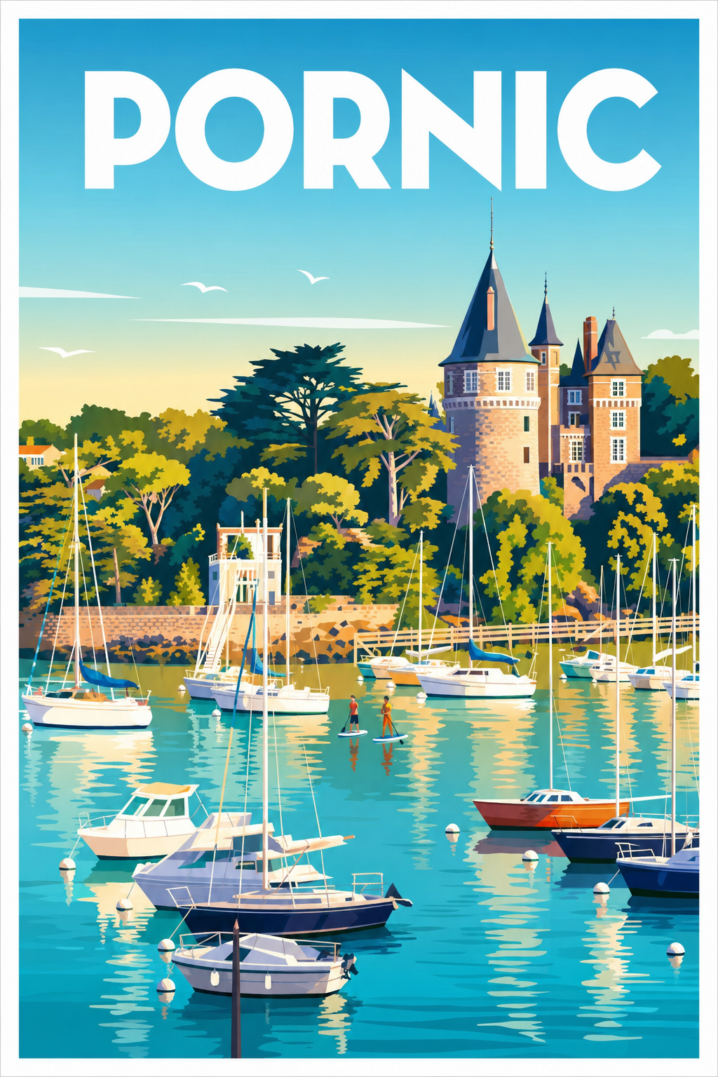 Affiche de Pornic, poster du château et port