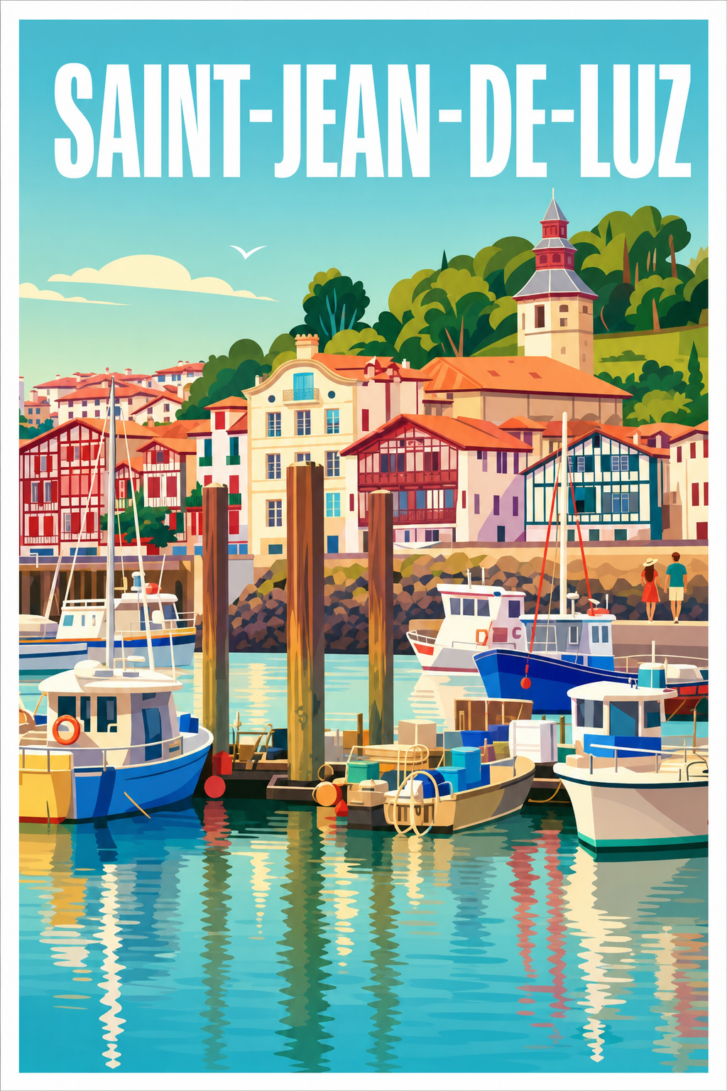 Affiche de Saint-Jean-de-Luz, poster maison basque