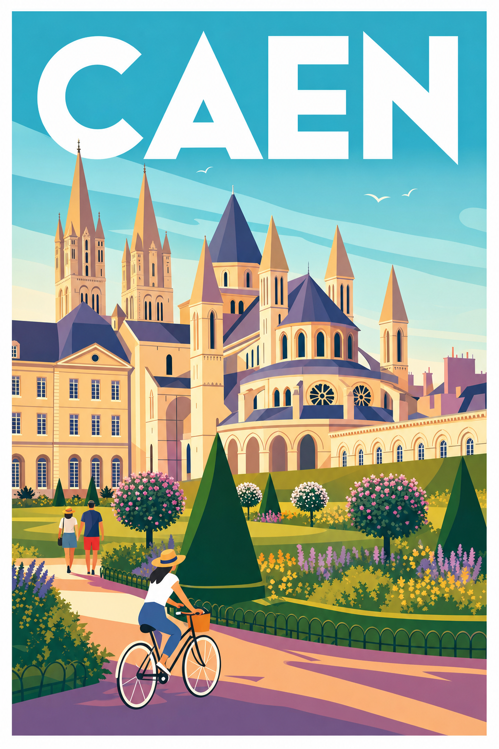 Affiche de Caen, poster de l'Abbaye aux Hommes