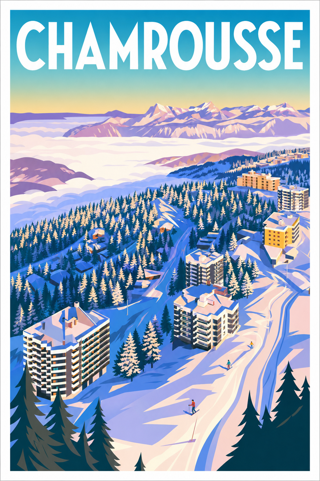 Affiche de Chamrousse, poster station de ski