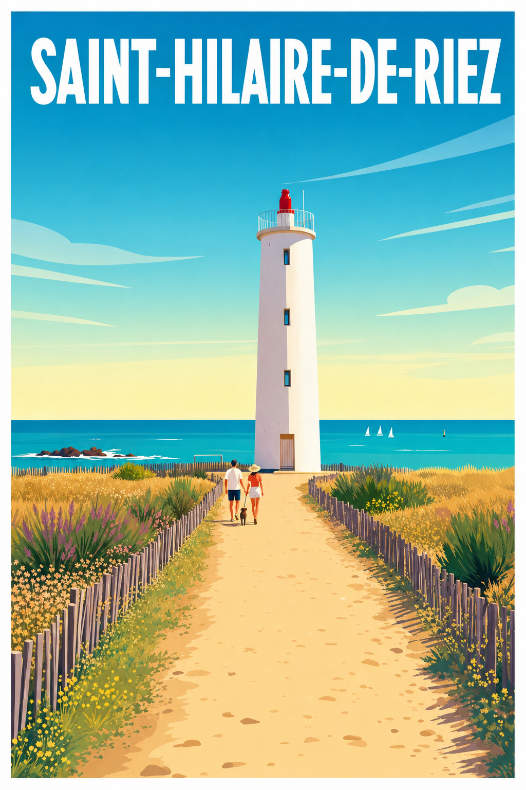 Affiche de Saint-Hilaire-de-Riez, poster phare vintage