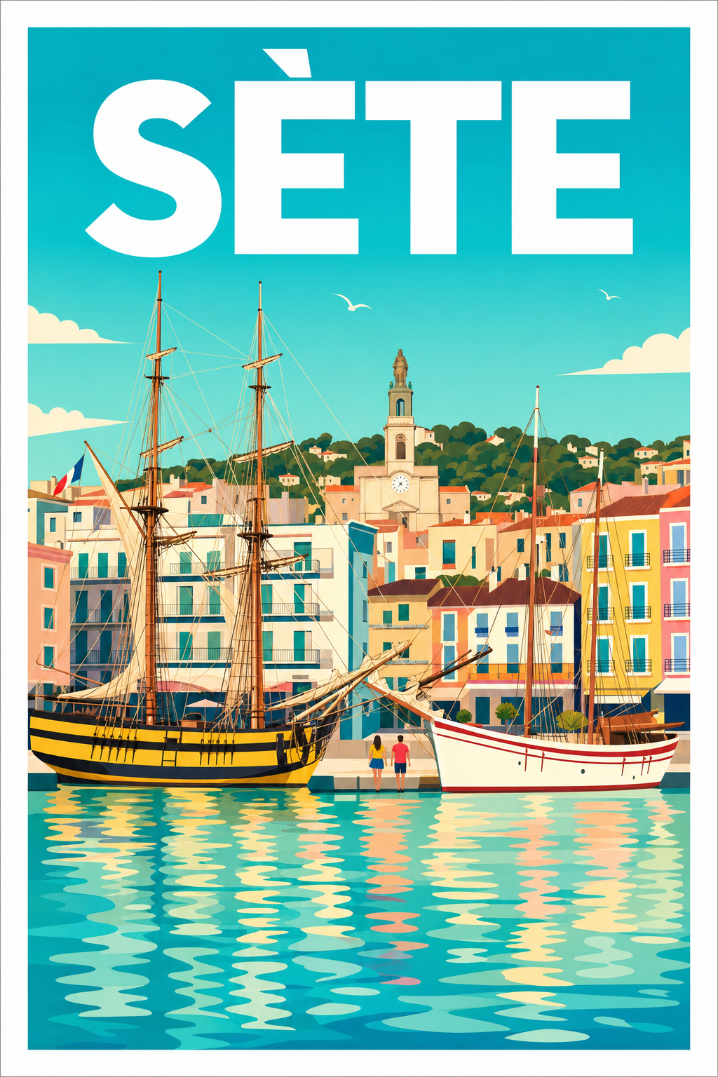 Poster de Sète, vieux gréements du port