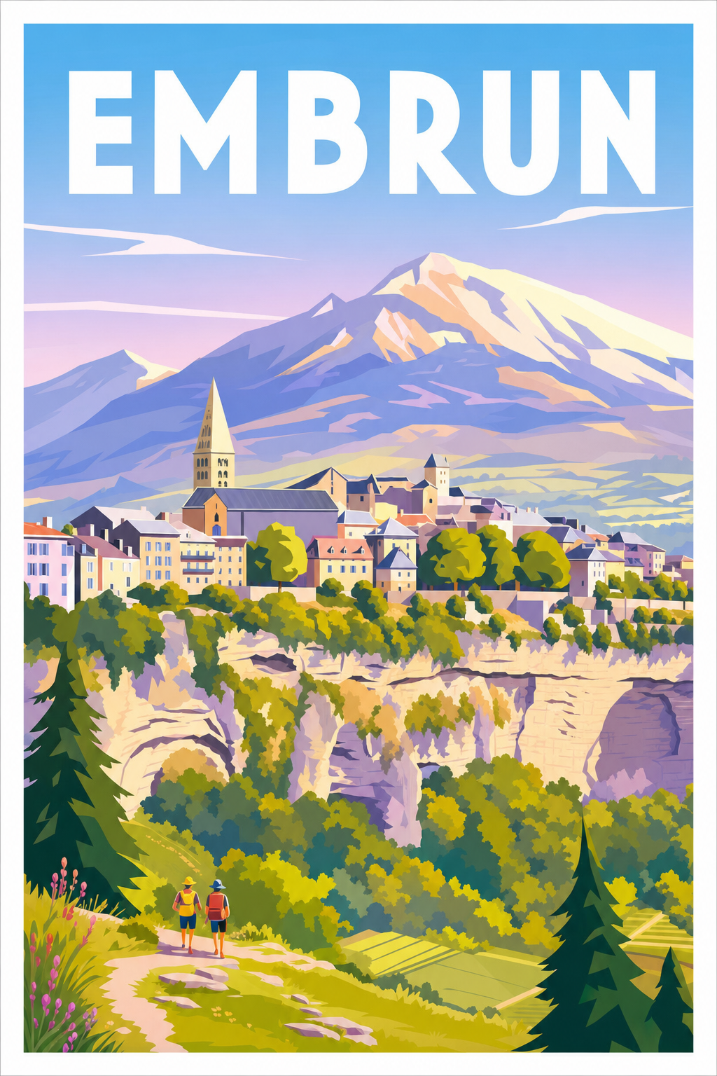 Affiche d'Embrun, poster montagnes des Alpes