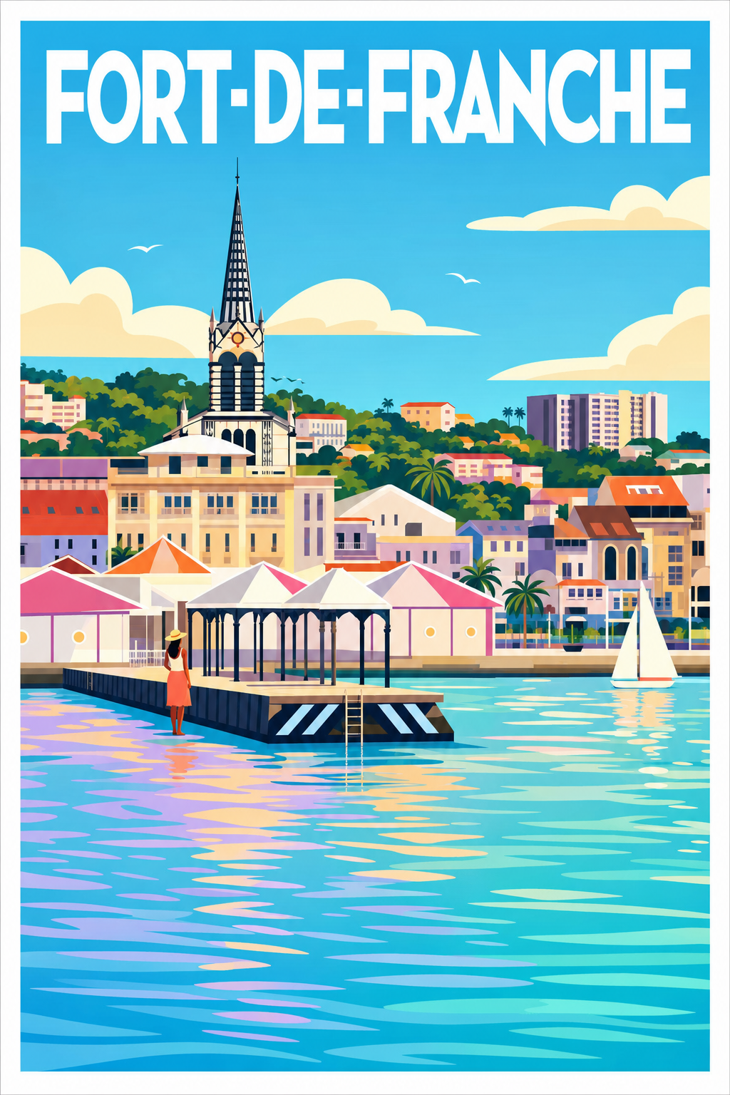 Affiche de Fort-de-France, poster de la cathédrale