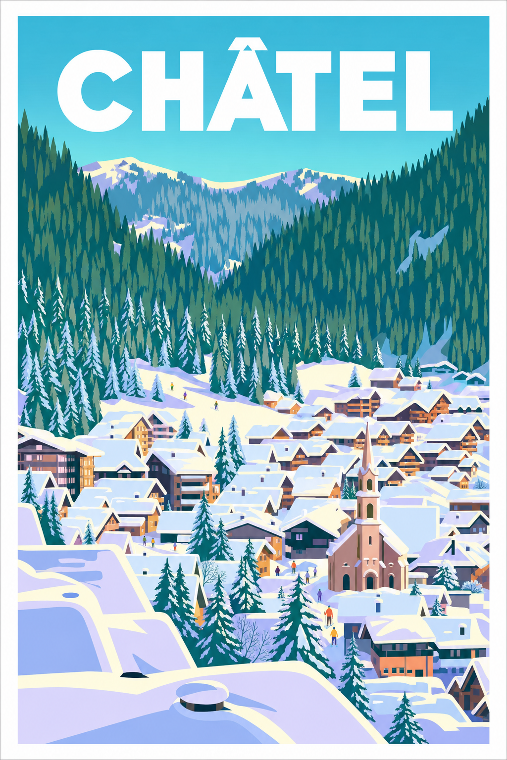Affiche de Châtel, poster de la station de ski