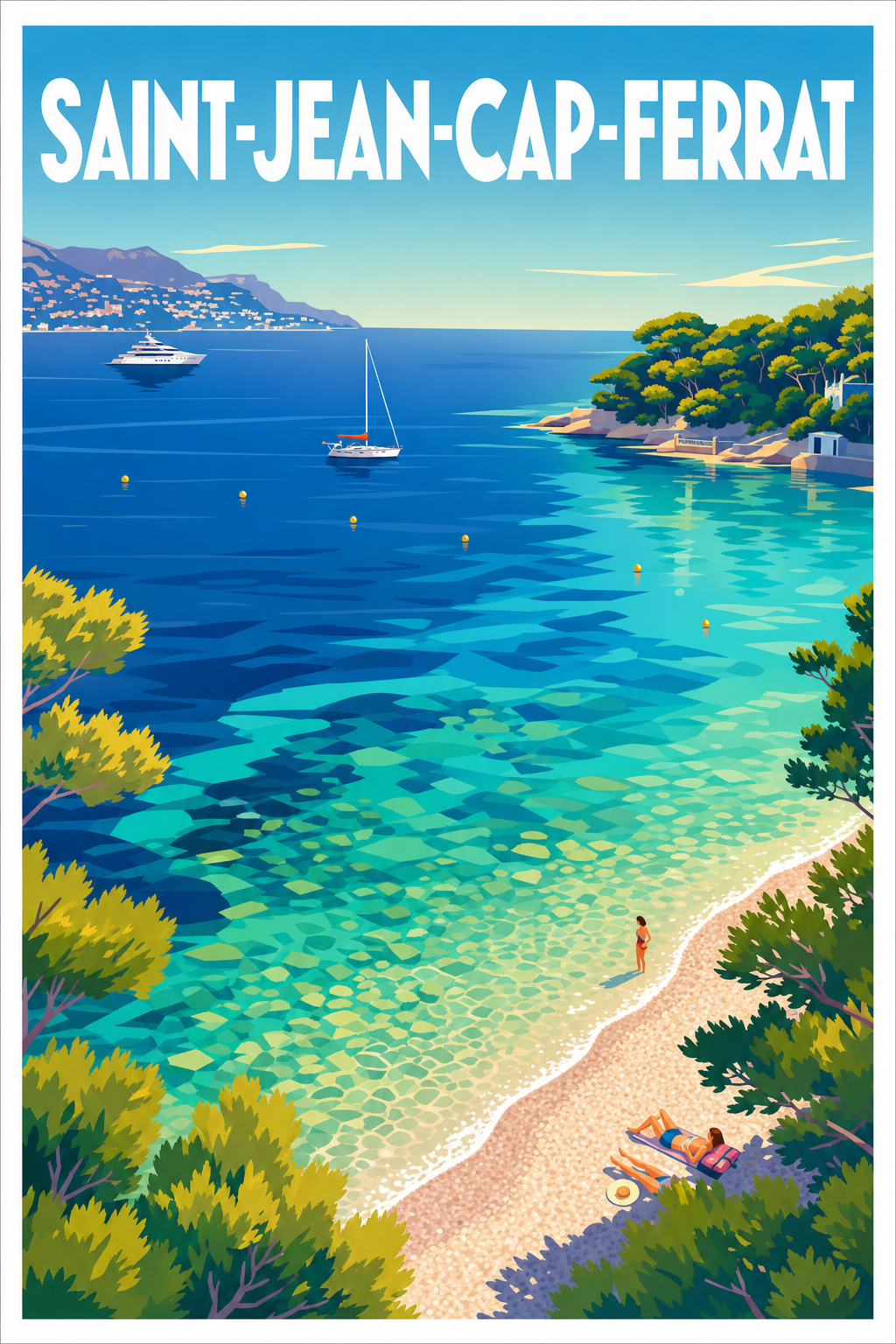 Affiche Saint-Jean-Cap-Ferrat, poster Côte d'Azur