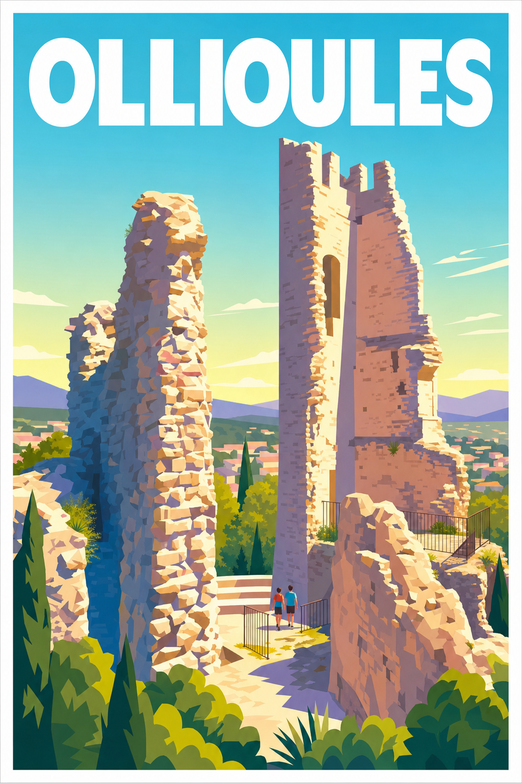 Affiche d'Ollioules, poster château médiéval