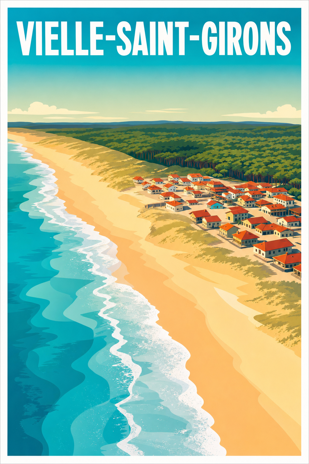 Affiche de Vielle-Saint-Girons, poster bord de mer