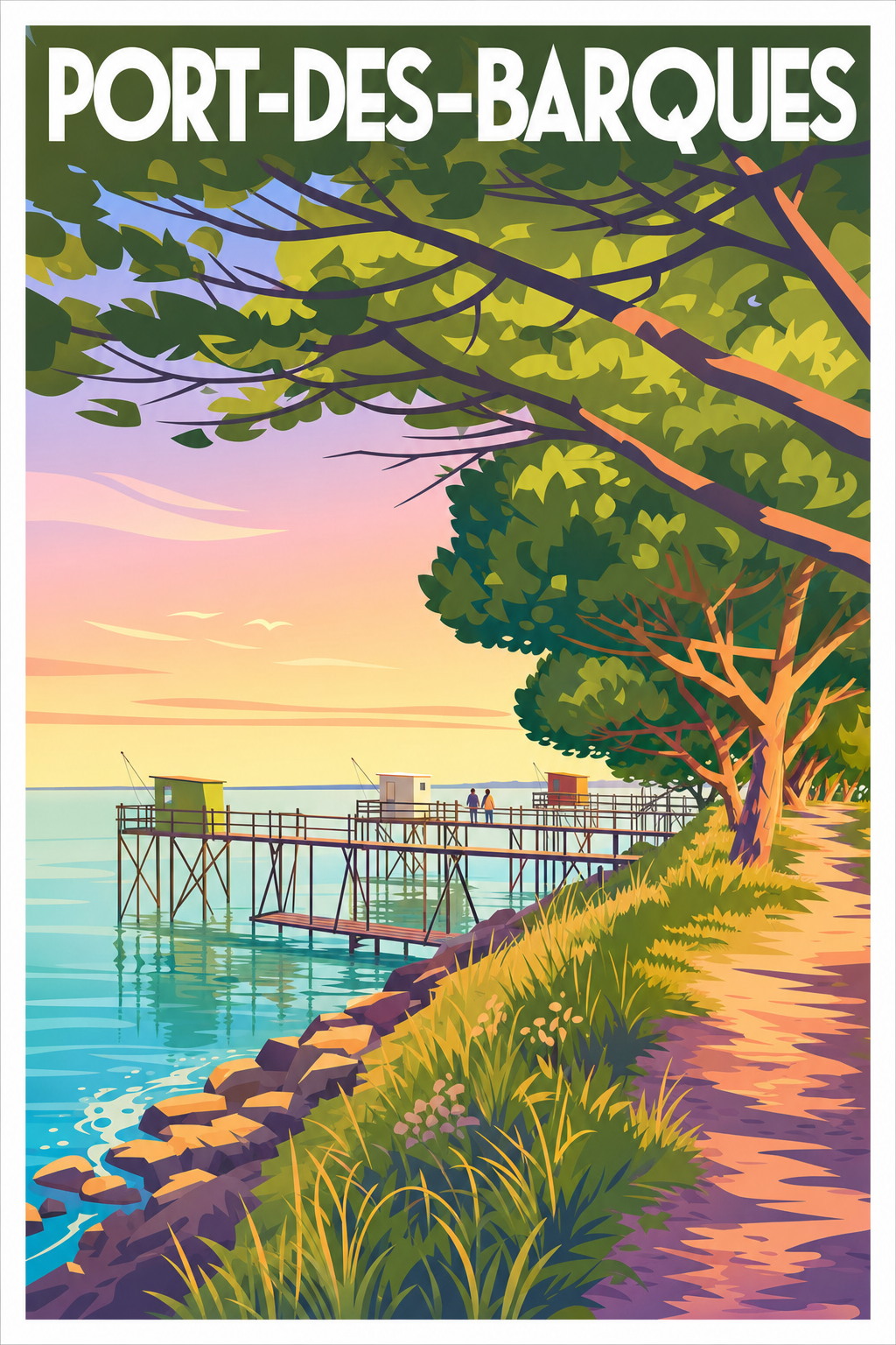 Affiche de Port-des-Barques, poster carrelets
