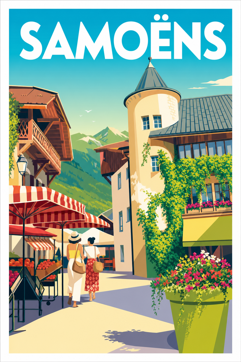 Affiche de Samoëns, poster village des Alpes