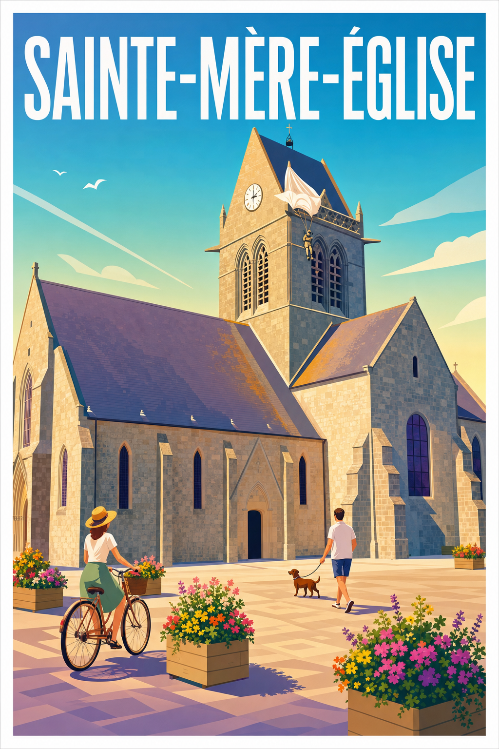 Affiche Sainte-Mère-Église, poster parachutiste